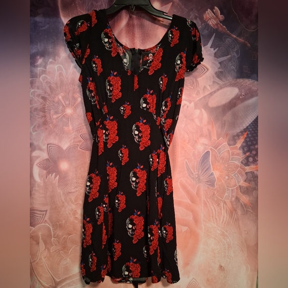 Royal Bones Dresses & Skirts - Royal Bones Black and Red Skull Floral Mini Dress